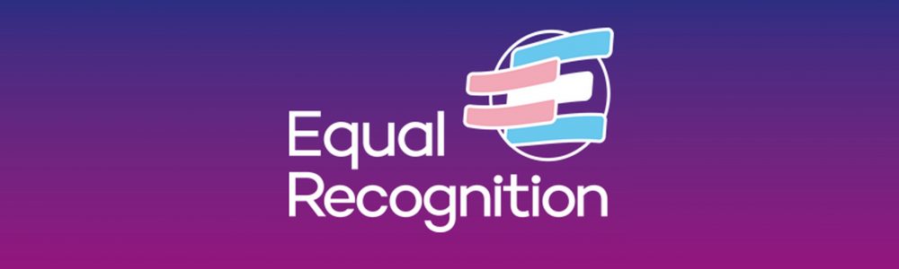 Equal Recognition campaign logo with text 'Equal Recognition' next to transgender flag